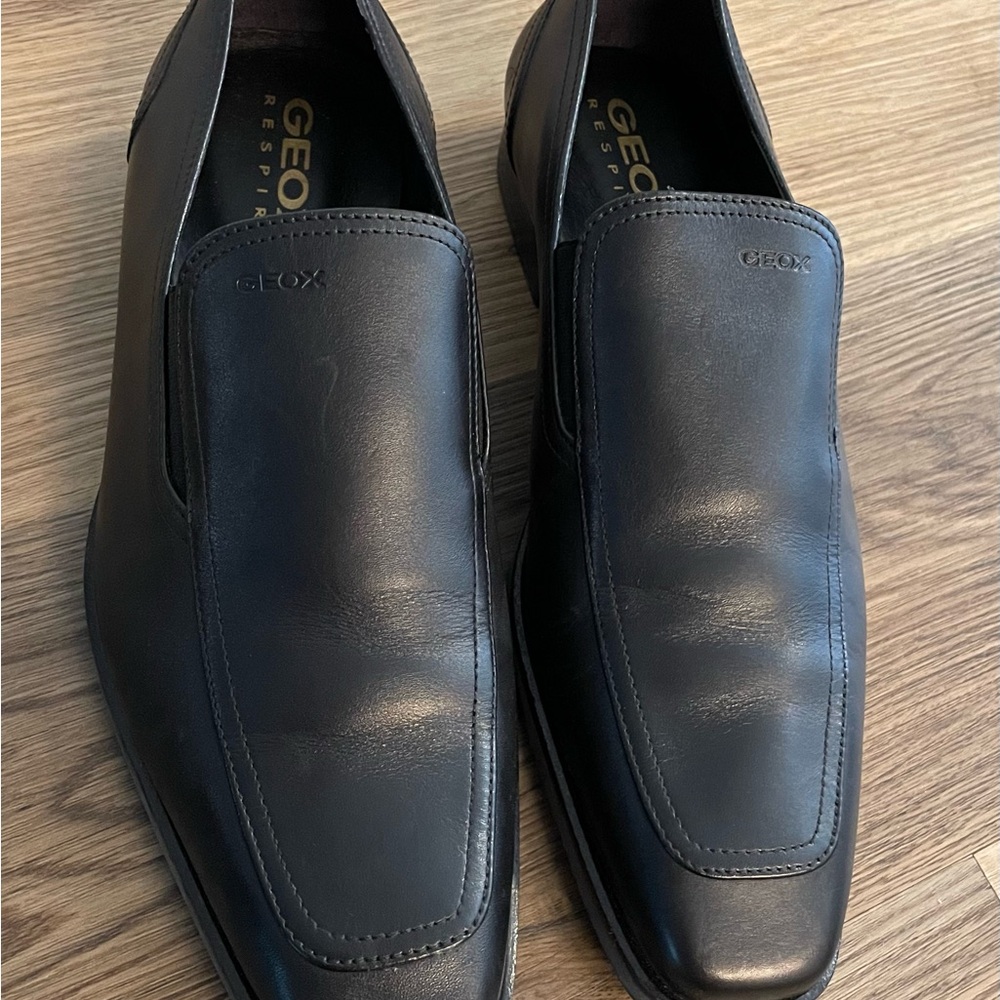 Geox Black Leather Slip-On Loafers Sleek Design
